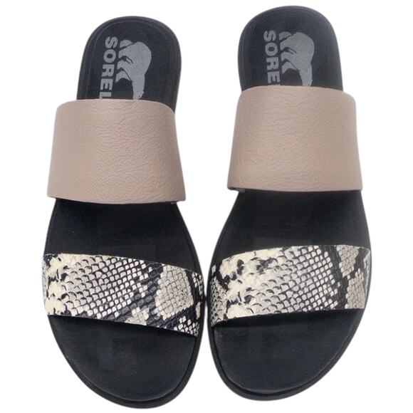 Sorel Women's Ella II Flat Slide Sandals Mauve Vapor Snakeskin 8.5 - Picture 3 of 7